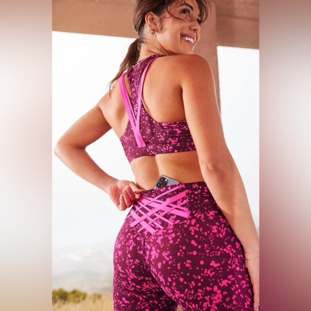 Fabletics Pink and Purple Sports Bra and Leggings Set size L